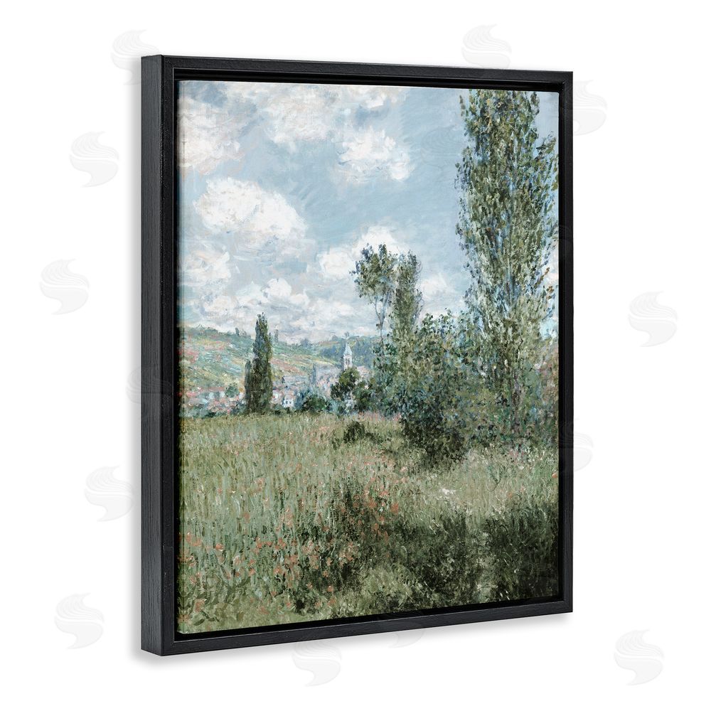 Corinne Haig Impressionist Countryside Dappled Clouds Black Floating Frame Canvas Wall Art Print