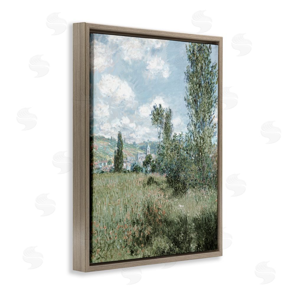 Corinne Haig Impressionist Countryside Dappled Clouds Brown Floating Frame Canvas Wall Art Print