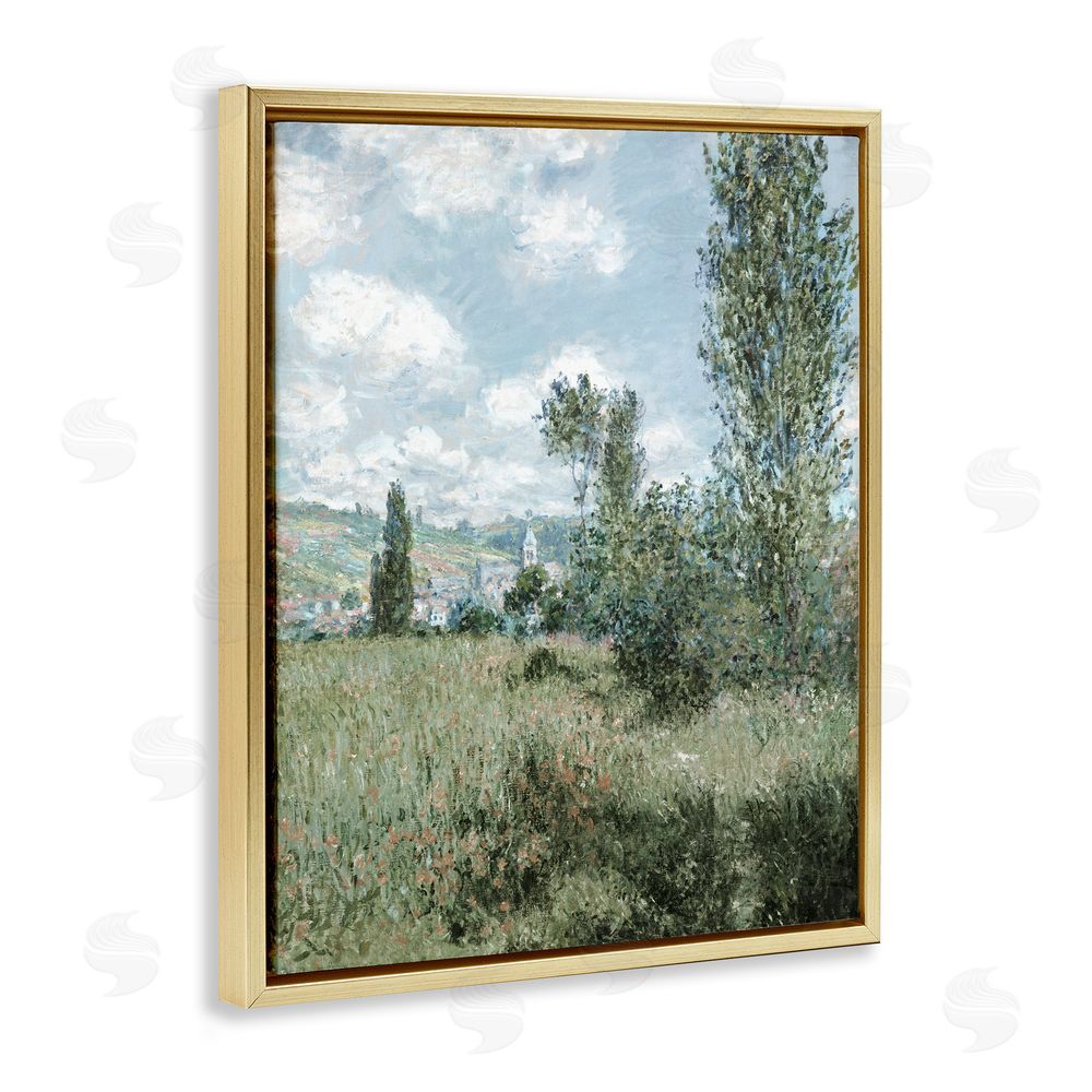 Corinne Haig Impressionist Countryside Dappled Clouds Gold Floating Frame Canvas Wall Art Print