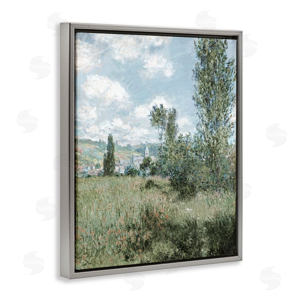 Corinne Haig Impressionist Countryside Dappled Clouds Gray Floating Frame Canvas Wall Art Print
