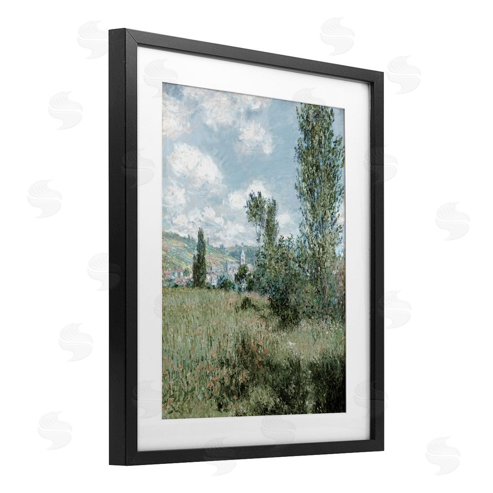 Corinne Haig Impressionist Countryside Dappled Clouds Black Framed Print Under Glass with White Mat Wall Art