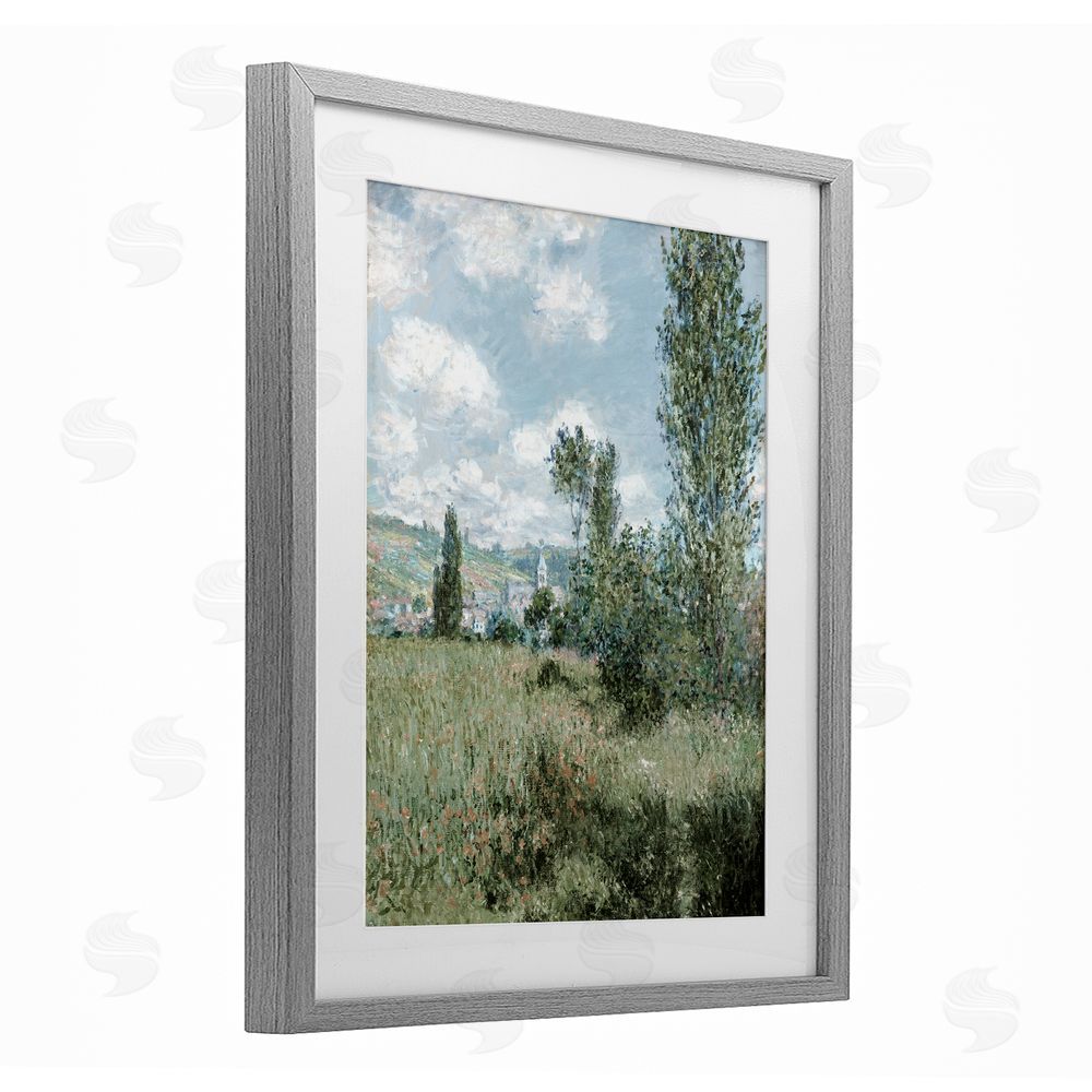 Corinne Haig Impressionist Countryside Dappled Clouds Gray Framed Print Under Glass with White Mat Wall Art