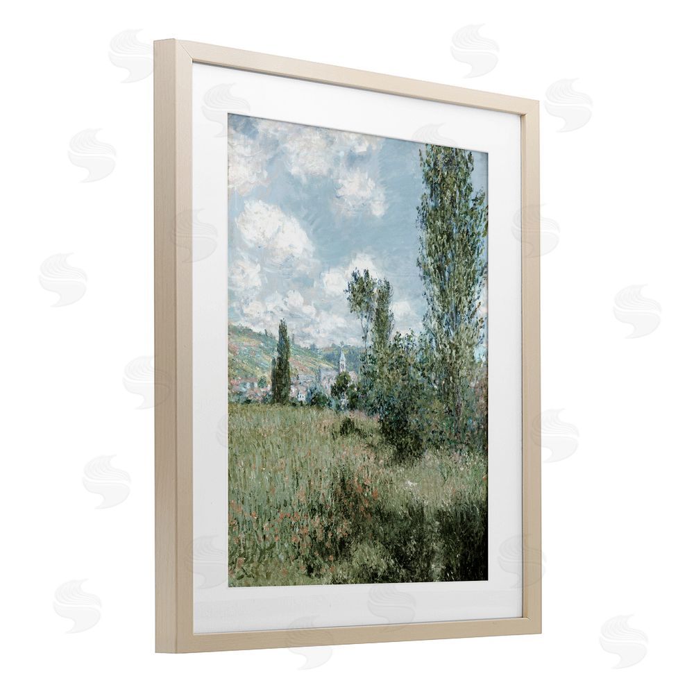 Corinne Haig Impressionist Countryside Dappled Clouds Birch Framed Print Under Glass with White Mat Wall Art