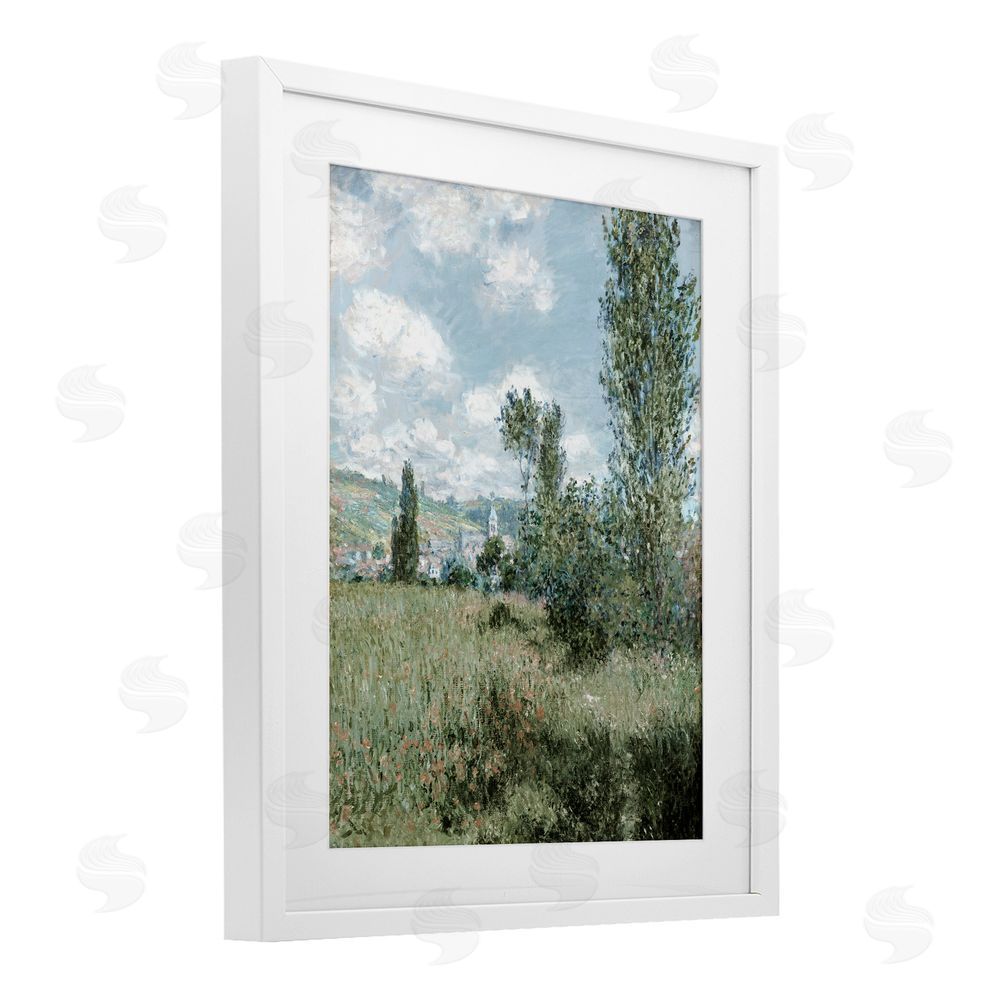 Corinne Haig Impressionist Countryside Dappled Clouds White Framed Print Under Glass with Mat Wall Art