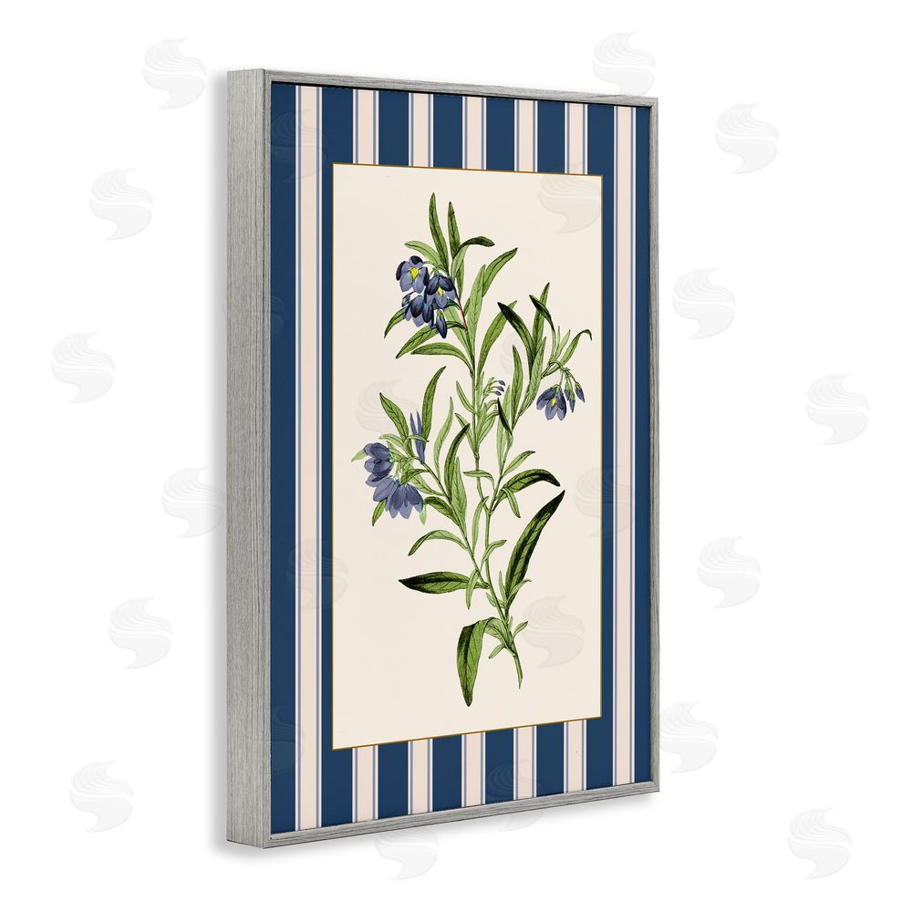 Corinne Haig Vintage Plant over Stripes Gray Framed Giclee Art Print