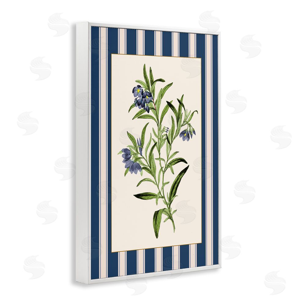 Corinne Haig Vintage Plant over Stripes White Frame Giclee Art Print