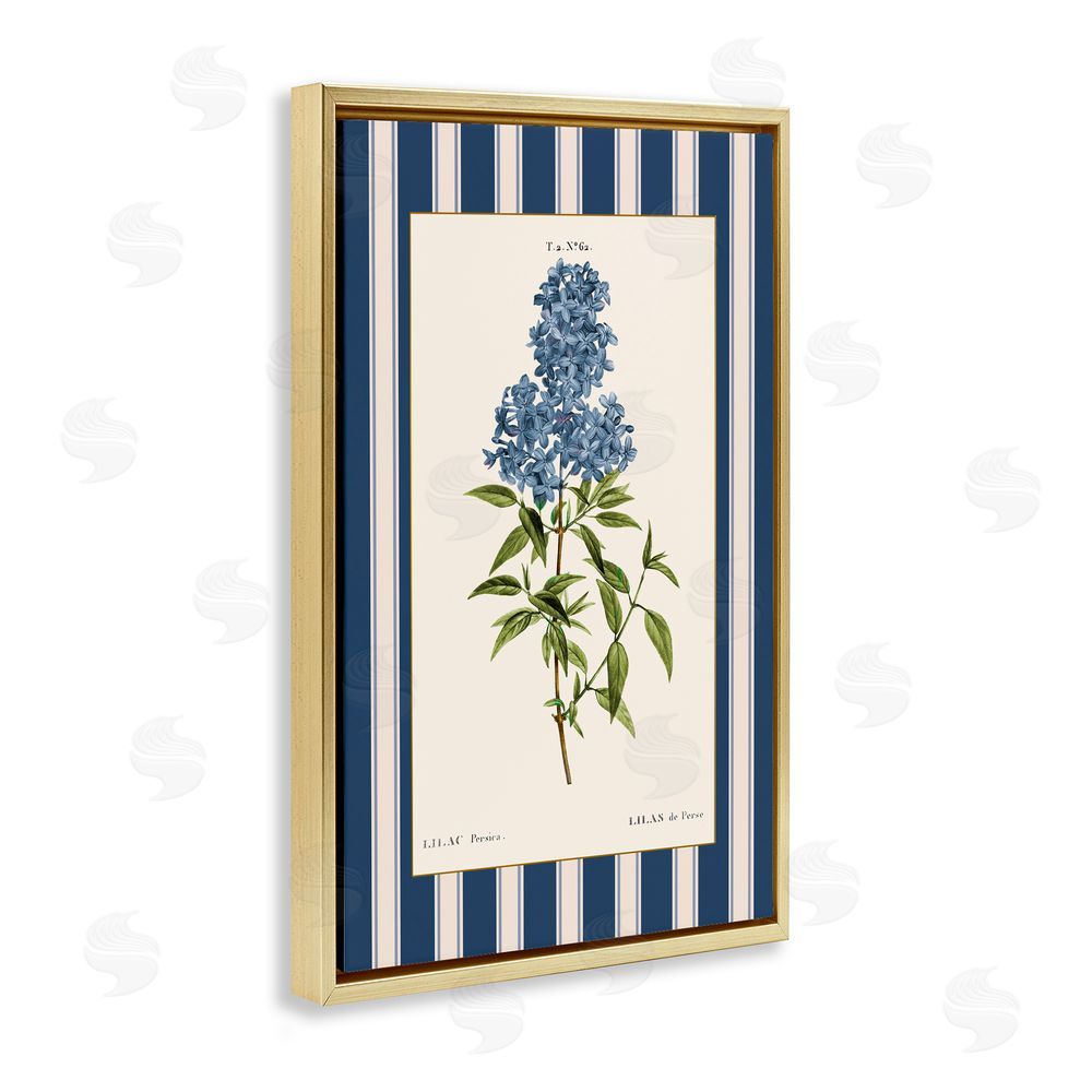 Corinne Haig Lilac Study Over Stripes Gold Floating Frame Canvas Art Print