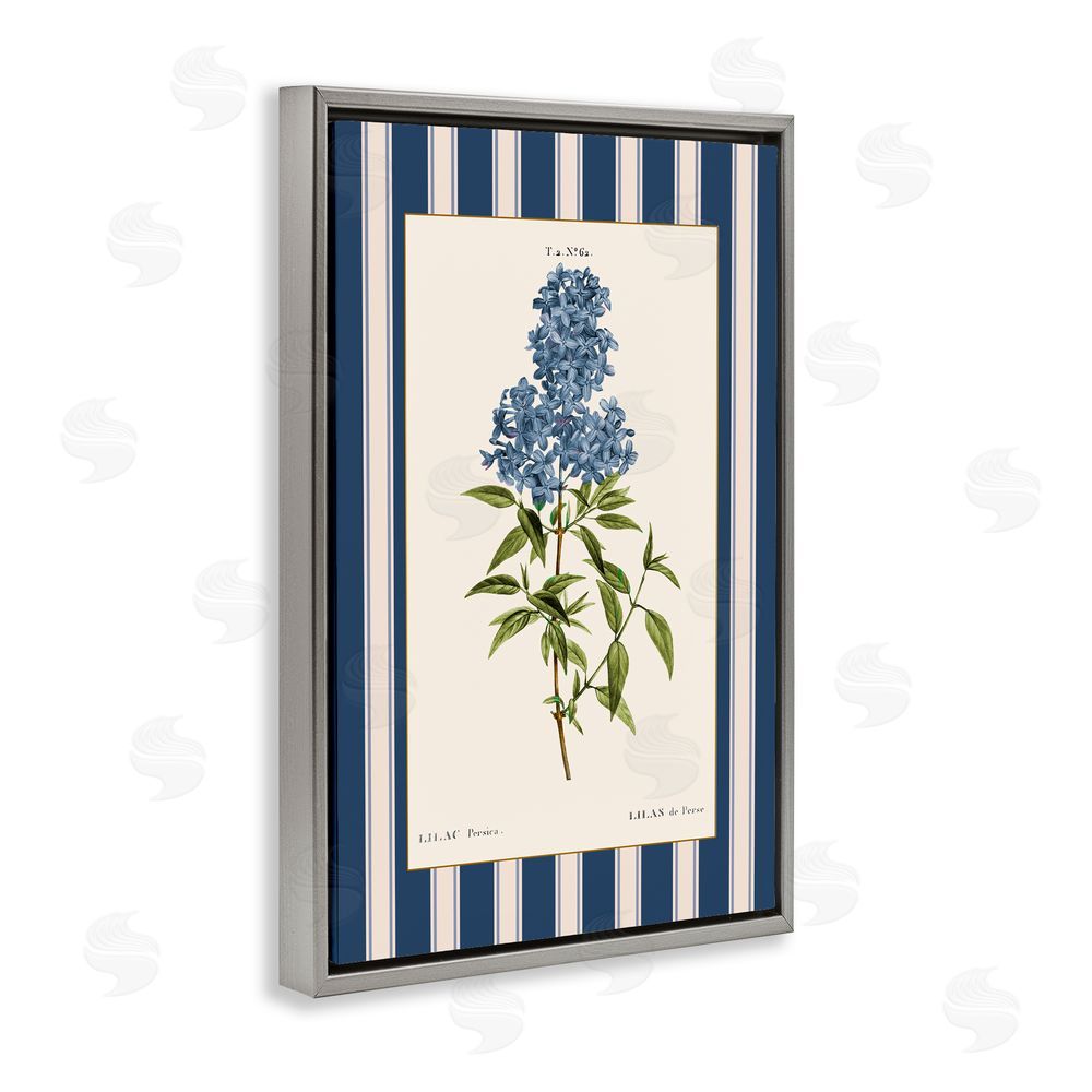 Corinne Haig Lilac Study Over Stripes Gray Floating Frame Canvas Art Print