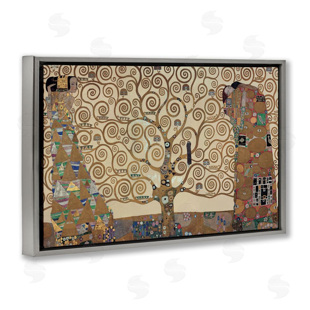 Gustav Klimt The Tree of Life Klimt Gray Floating Frame Canvas Wall Art Print