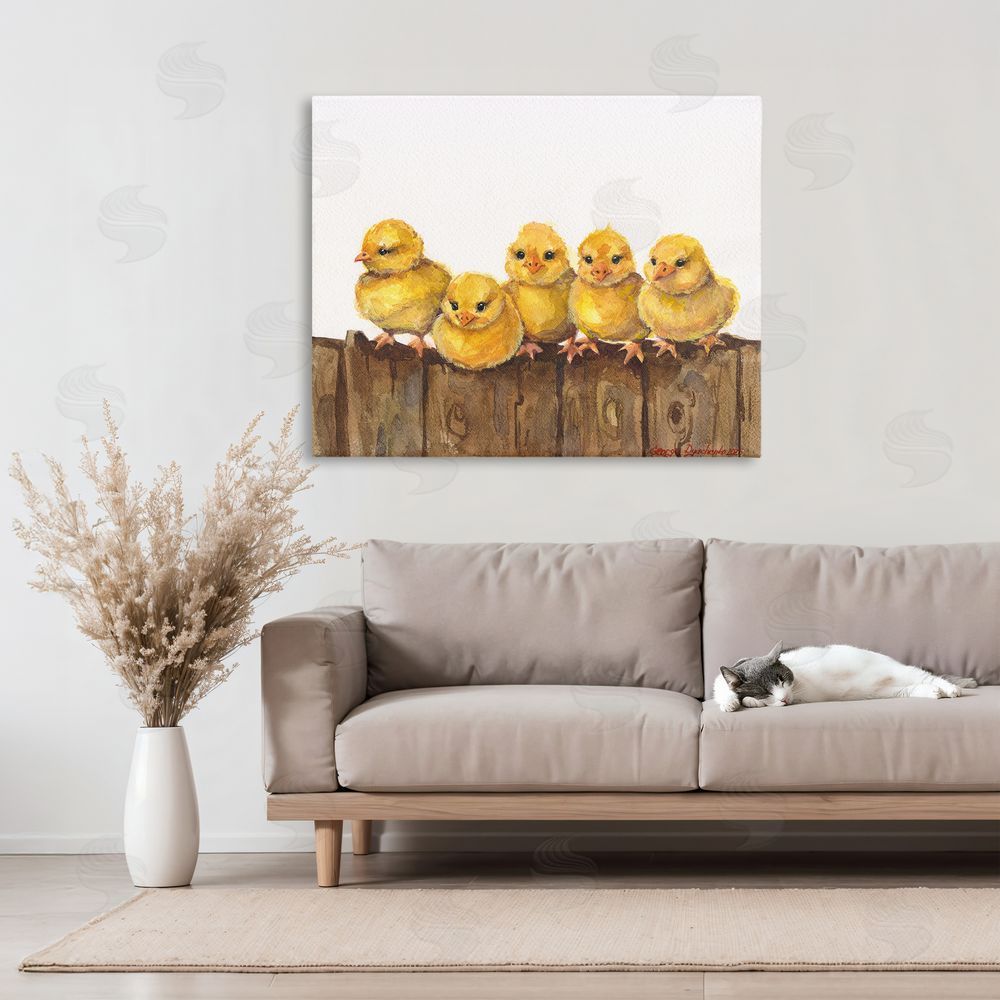 George Dyachenko Chicks on the Fence Canvas Art on Wall