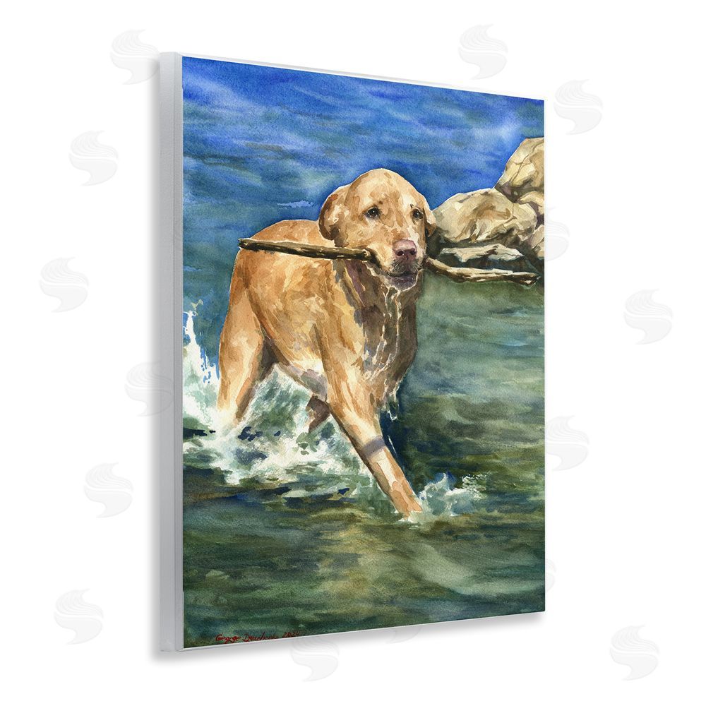 George Dyachenko Happy Labrador with Stick Wall Plaque Art Print