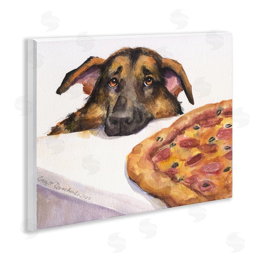 George Dyachenko German Shepherd with Pizza Wall Plaque Art Print