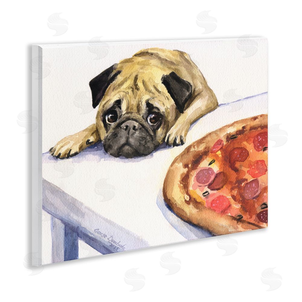George Dyachenko Pug Really Wants Pizza Wall Plaque Art Print