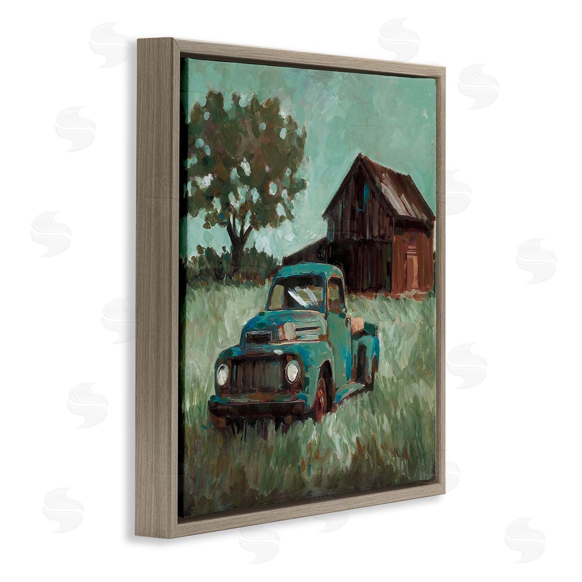 Wani Pasion Vintage Pickup in Green Hues Canvas Wall Art Print