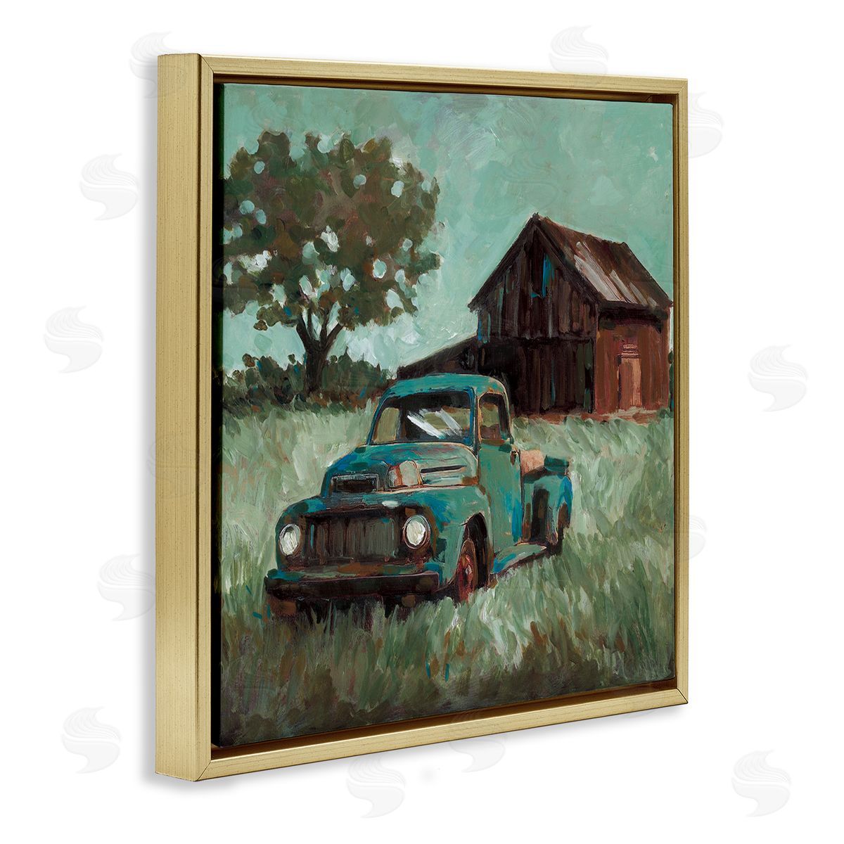Wani Pasion Vintage Pickup in Green Hues Canvas Wall Art Print
