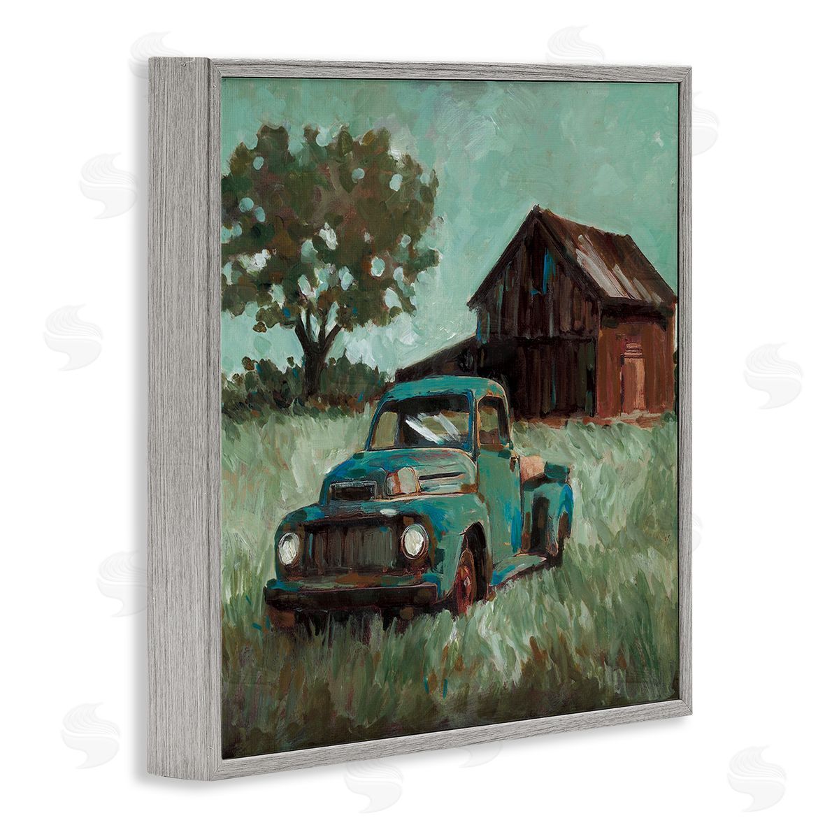 Wani Pasion Vintage Pickup in Green Hues Canvas Wall Art Print