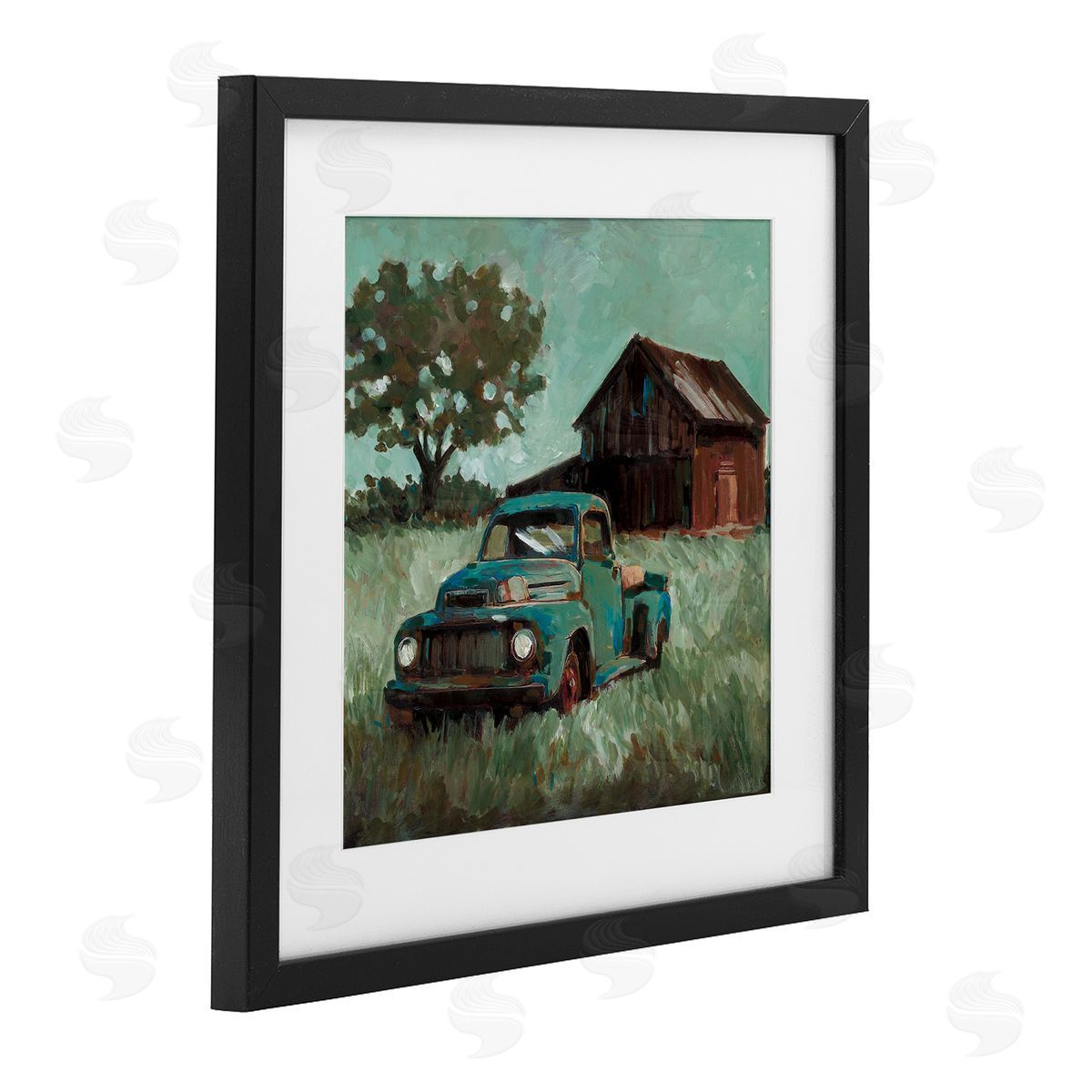Wani Pasion Vintage Pickup in Green Hues Canvas Wall Art Print