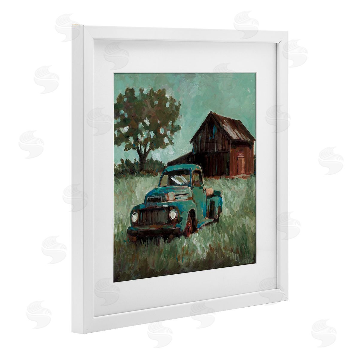 Wani Pasion Vintage Pickup in Green Hues Canvas Wall Art Print