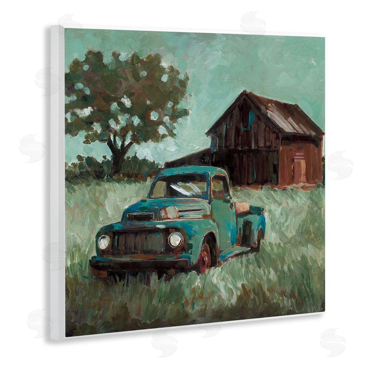 Wani Pasion Vintage Pickup in Green Hues Canvas Wall Art Print