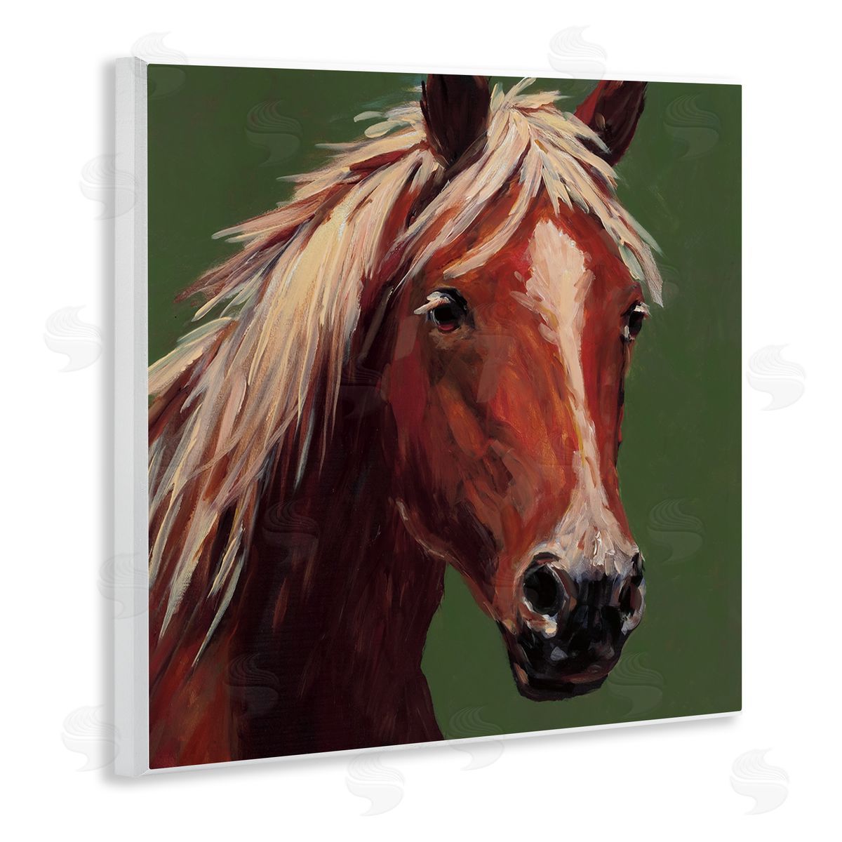 Wani Pasion Modern Horse on Green Canvas Wall Art Print