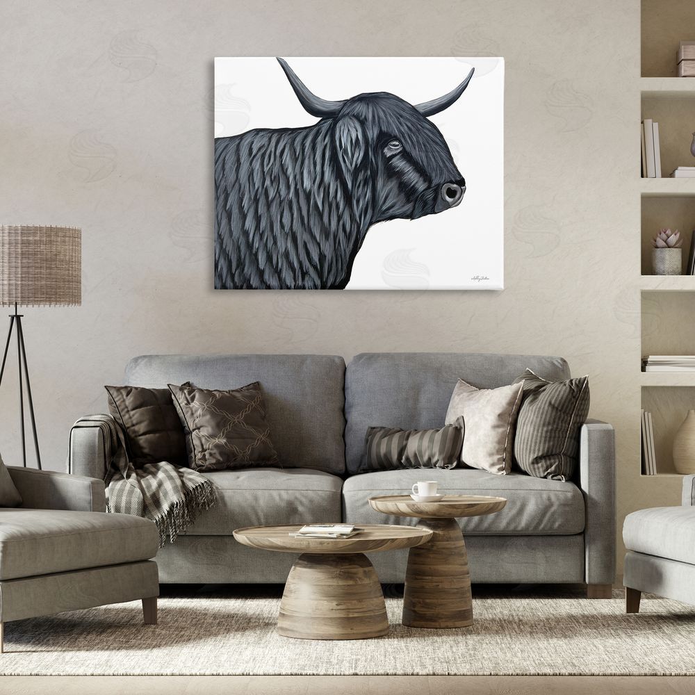 Ashley Justice Filmore Black Bull Portrait Canvas Art on Wall