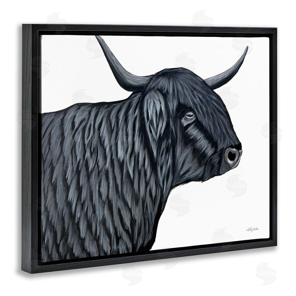Ashley Justice Filmore Black Bull Portrait Black Floating Frame Canvas Wall Art Print