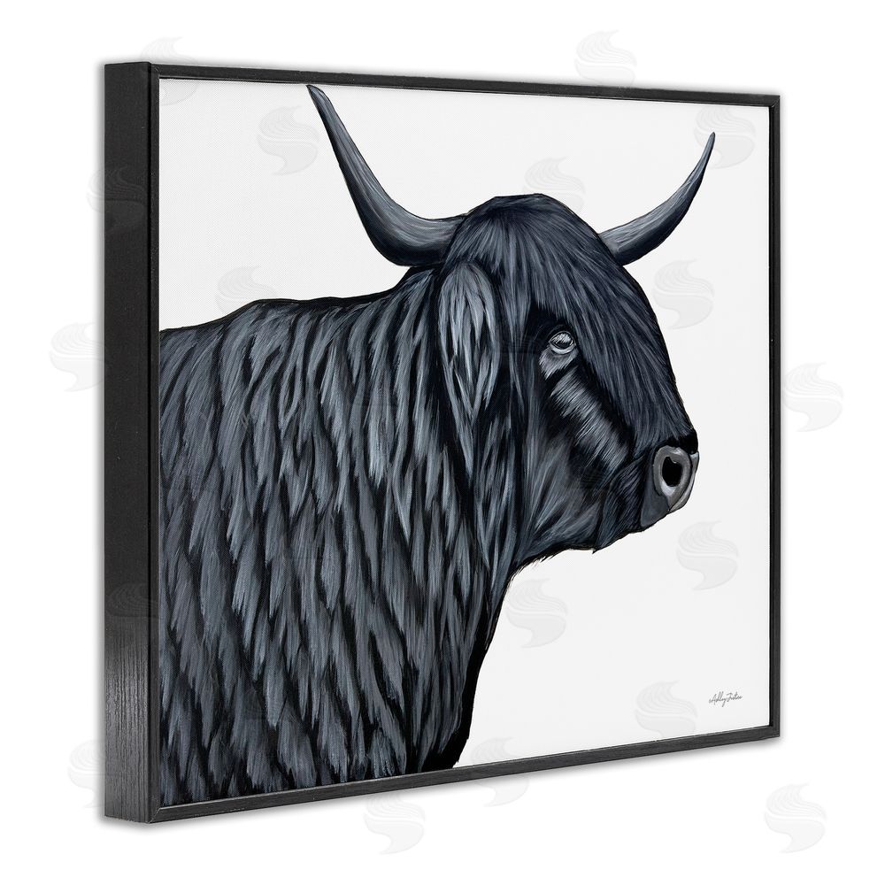 Ashley Justice Filmore Black Bull Portrait Black Framed Giclee Wall Art Print
