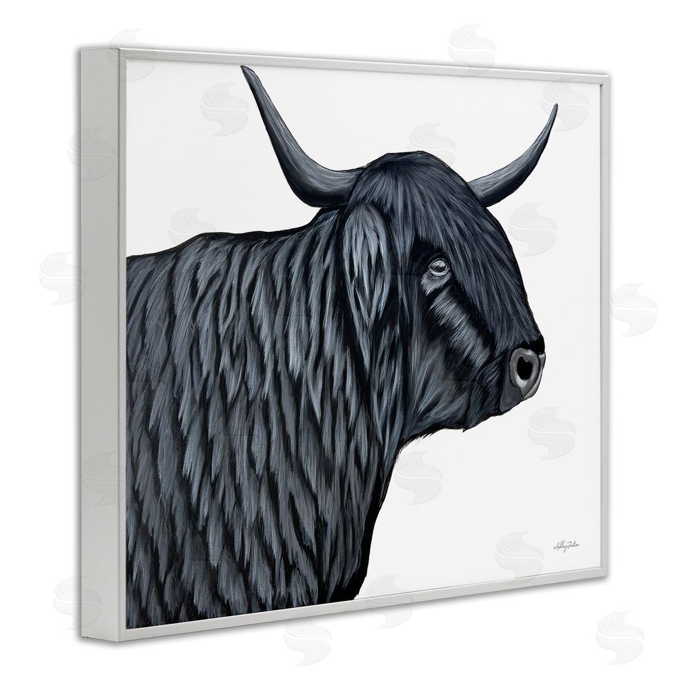 Ashley Justice Filmore Black Bull Portrait White Framed Giclee Wall Art Print