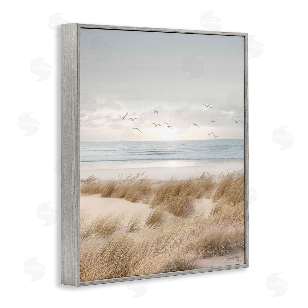 Amber Sterling Coastal Dreams Seagulls Gray Framed Giclee Wall Art Print