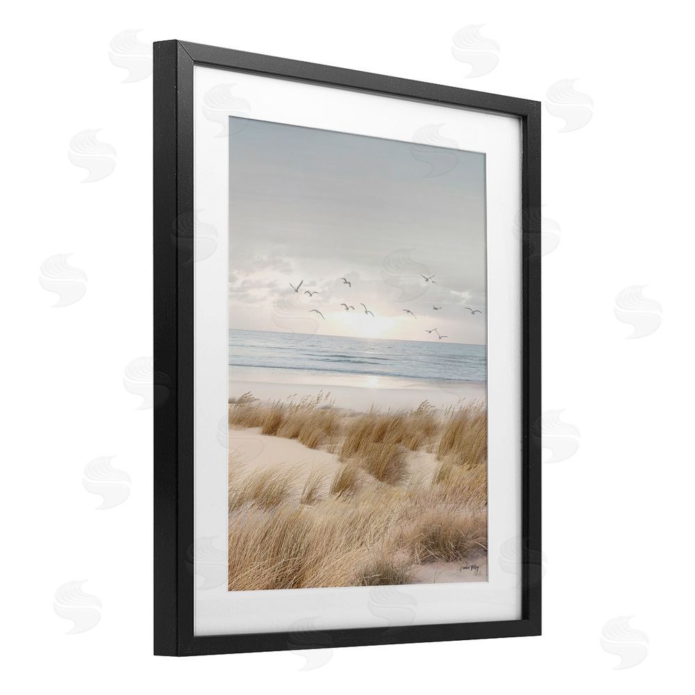 Amber Sterling Coastal Dreams Seagulls Black Framed Print Under Glass with White Mat Wall Art