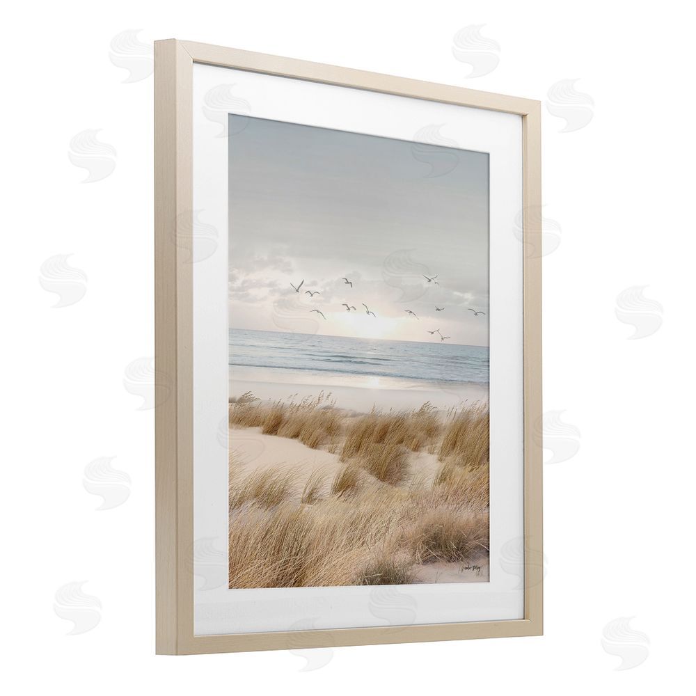 Amber Sterling Coastal Dreams Seagulls Birch Framed Print Under Glass with White Mat Wall Art