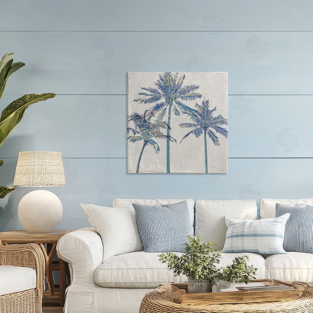 Amber Sterling Exotic Pop Blue Palms Canvas Art on Wall