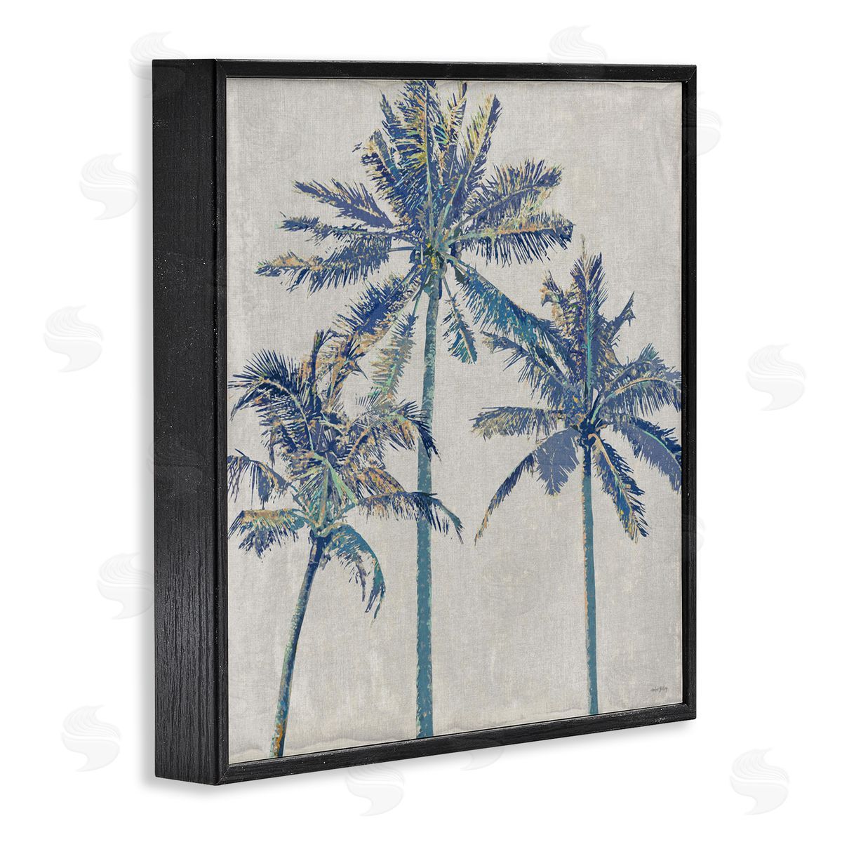 Amber Sterling Exotic Pop Blue Palms Black Framed Giclee Wall Art Print