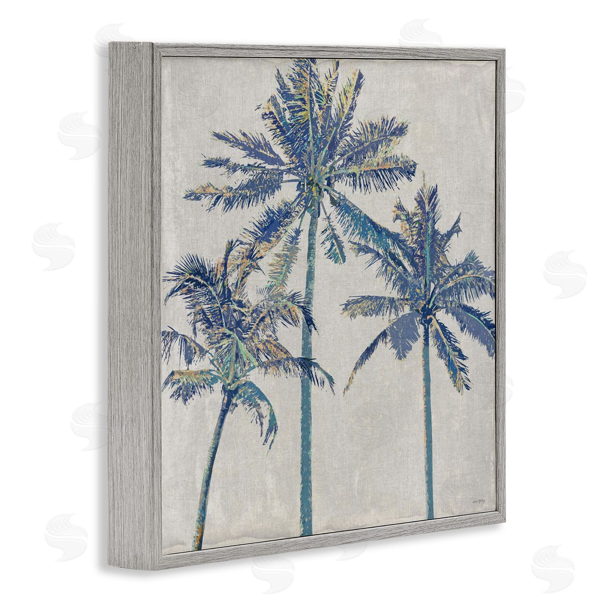 Amber Sterling Exotic Pop Blue Palms Gray Framed Giclee Wall Art Print