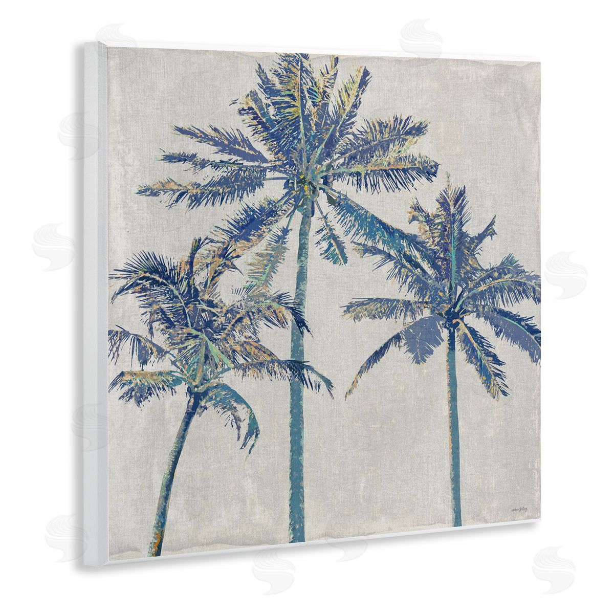 Amber Sterling Exotic Pop Blue Palms Wall Plaque Art Print