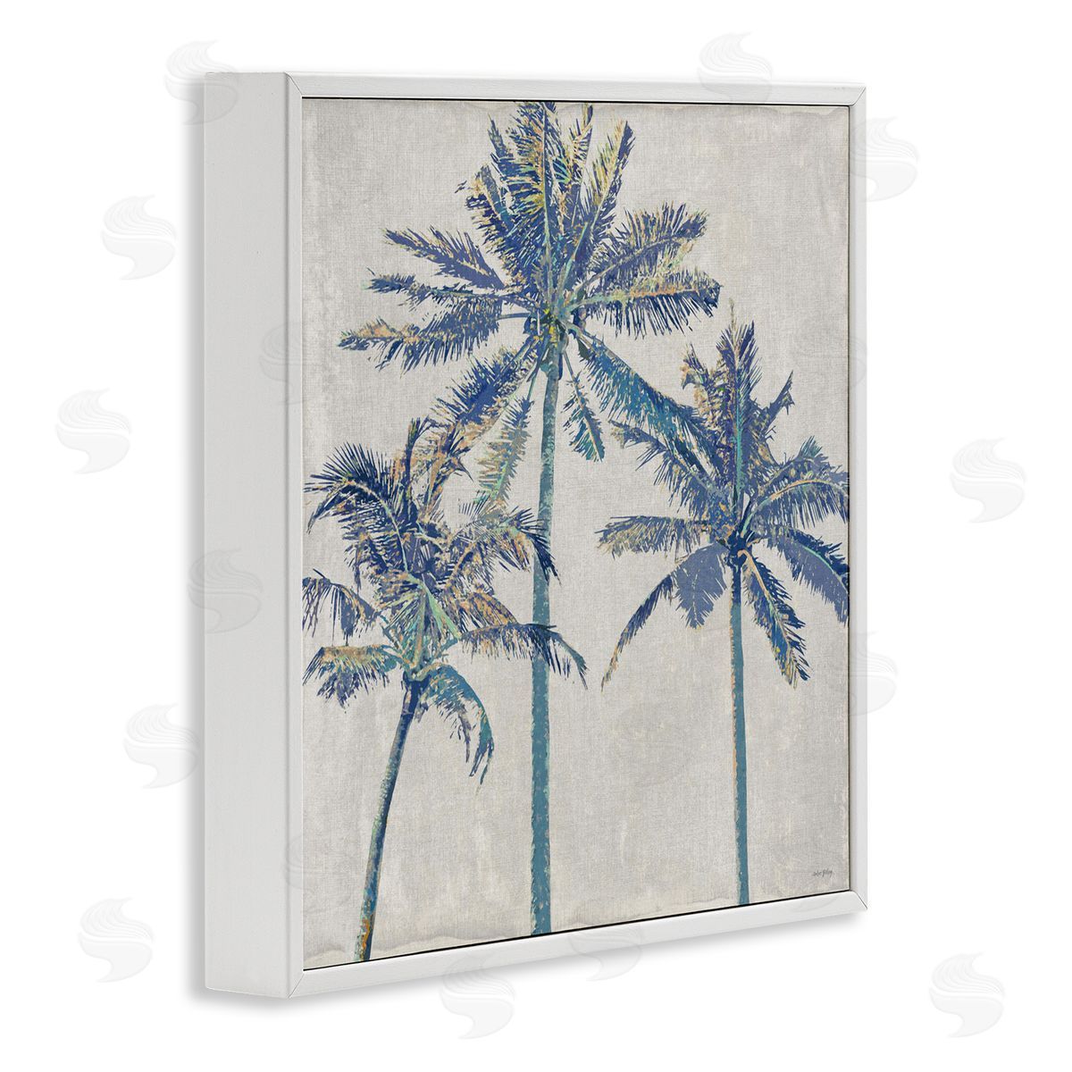 Amber Sterling Exotic Pop Blue Palms White Framed Giclee Wall Art Print