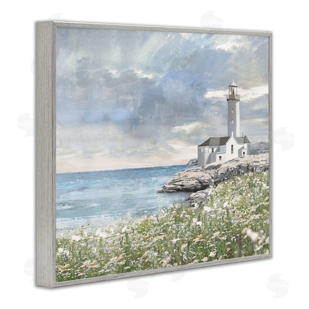 Amber Sterling Coastal Guardian Lighthouse Gray Framed Giclee Wall Art Print