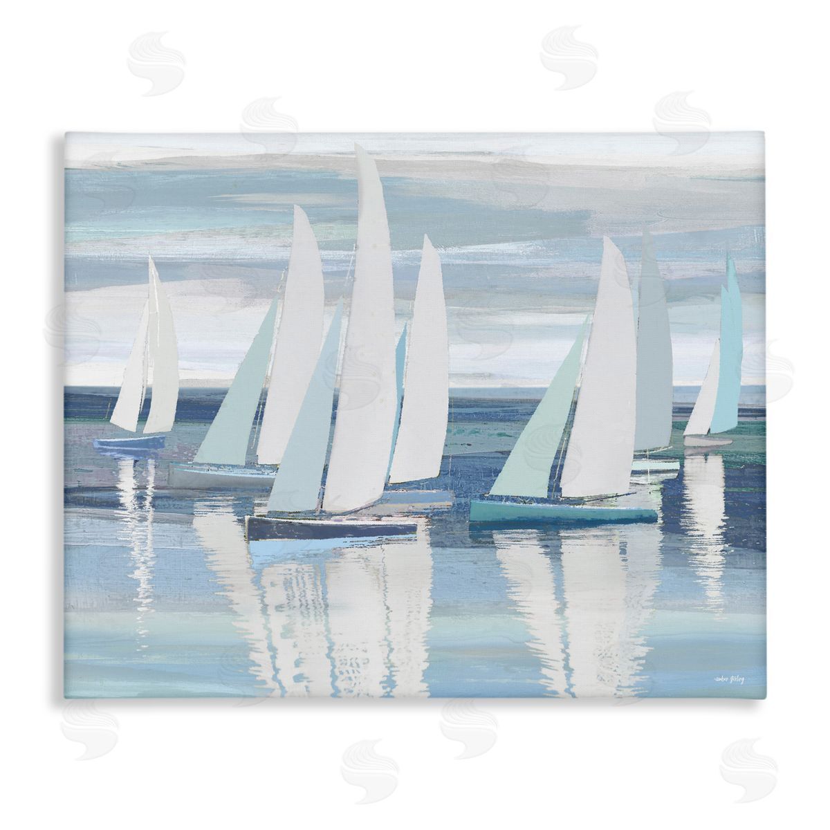 Amber Sterling Serenity At Sea Boats Canvas Wall Art Print