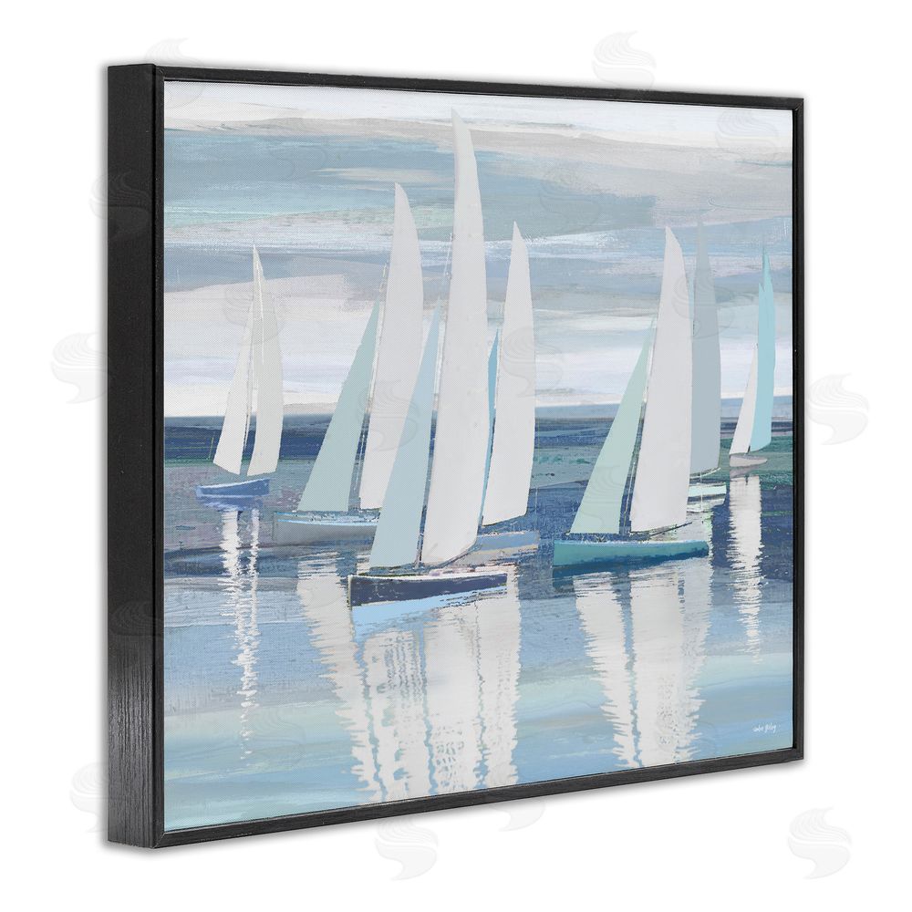 Amber Sterling Serenity At Sea Boats Black Framed Giclee Wall Art Print