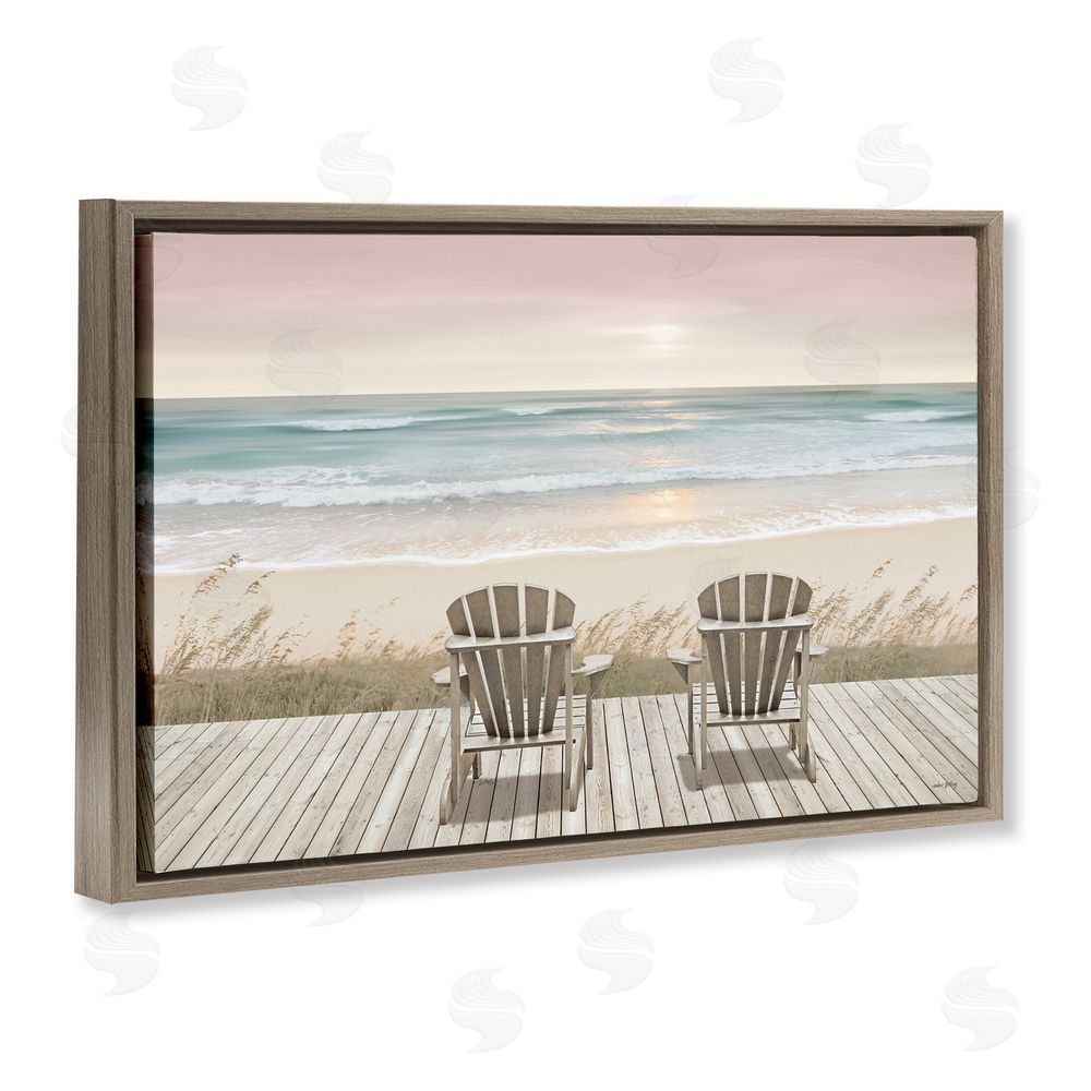 Amber Sterling Watching The Pastel Sunset Brown Floating Frame Canvas Wall Art Print