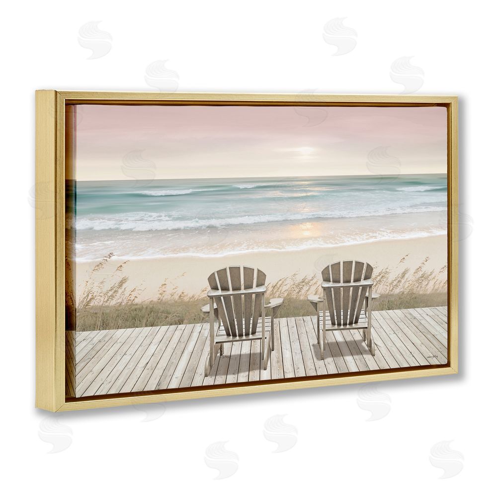 Amber Sterling Watching The Pastel Sunset Gold Floating Frame Canvas Wall Art Print