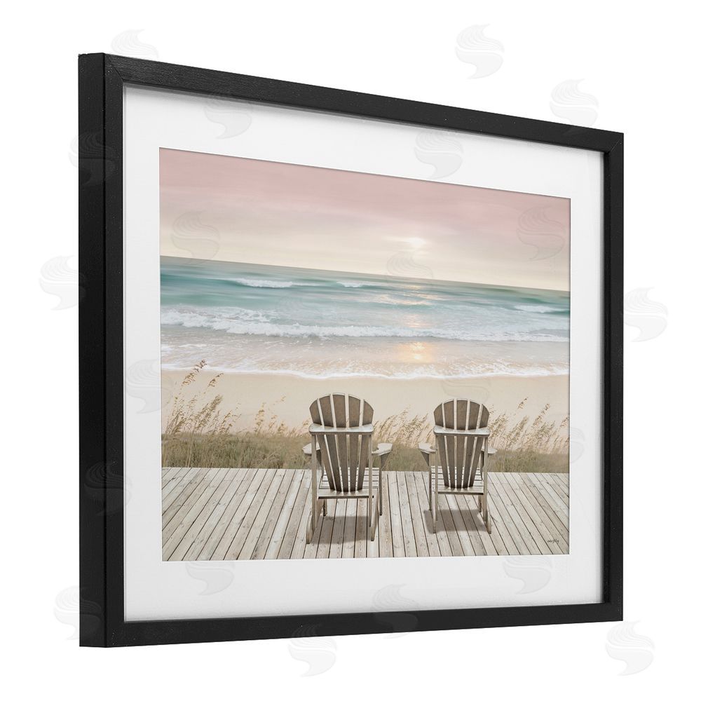 Amber Sterling Watching The Pastel Sunset Black Framed Print Under Glass with White Mat Wall Art