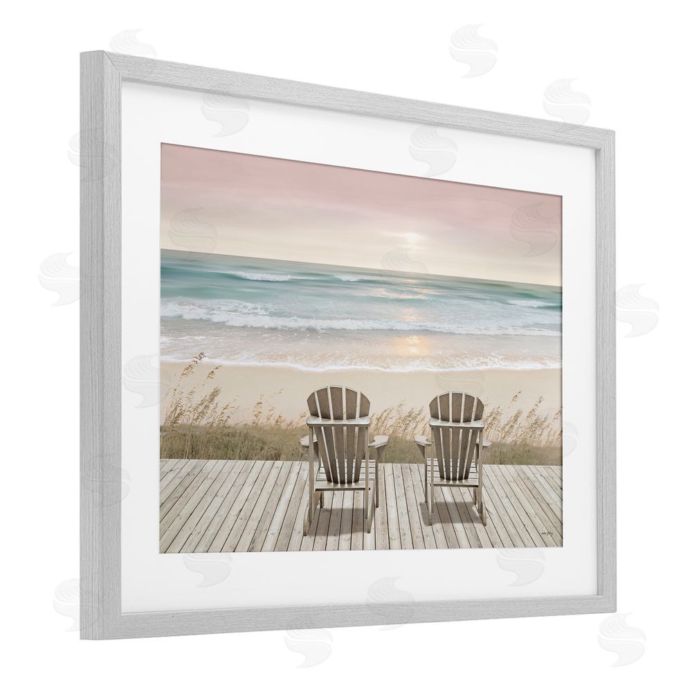 Amber Sterling Watching The Pastel Sunset Gray Framed Print Under Glass with White Mat Wall Art