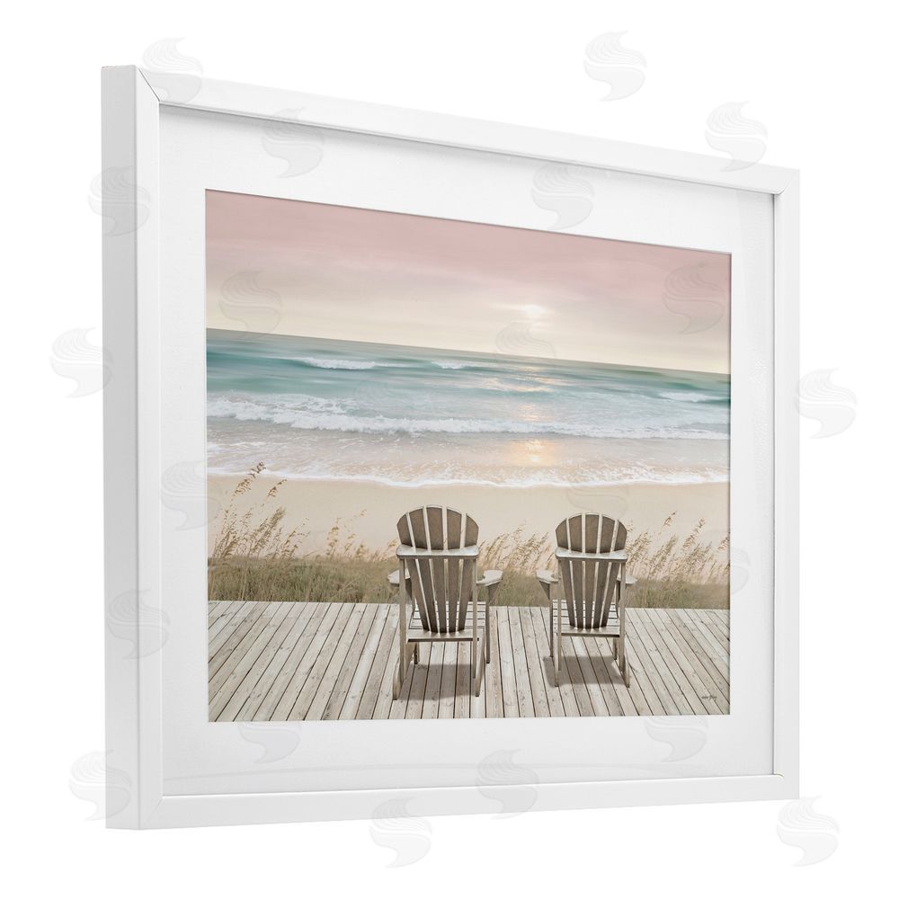 Amber Sterling Watching The Pastel Sunset White Framed Print Under Glass with Mat Wall Art