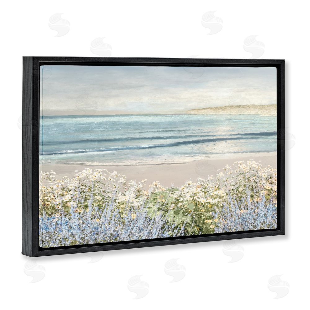 Amber Sterling Sand And Blooms Beach Black Floating Frame Canvas Wall Art Print