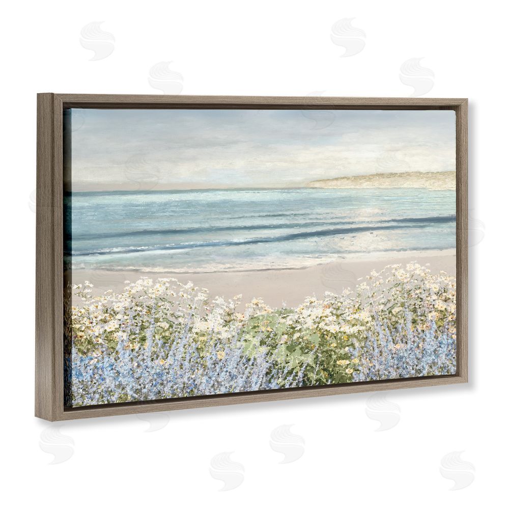 Amber Sterling Sand And Blooms Beach Brown Floating Frame Canvas Wall Art Print