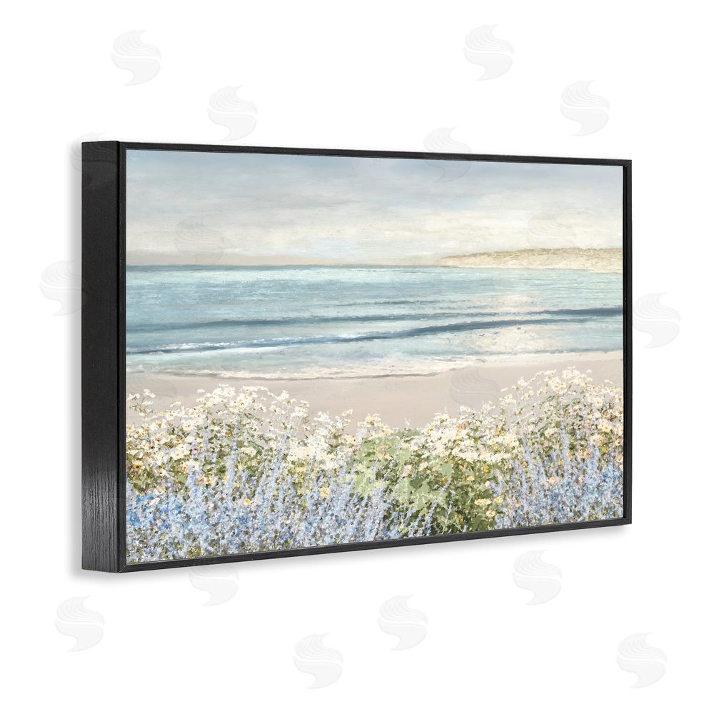 Amber Sterling Sand And Blooms Beach Black Framed Giclee Wall Art Print