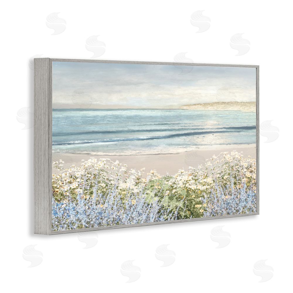 Amber Sterling Sand And Blooms Beach Gray Framed Giclee Wall Art Print