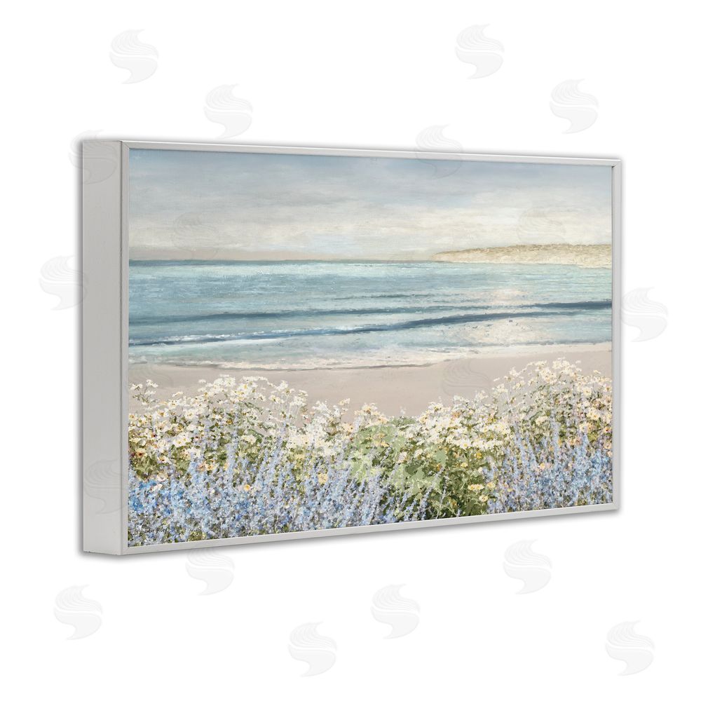 Amber Sterling Sand And Blooms Beach White Framed Giclee Wall Art Print