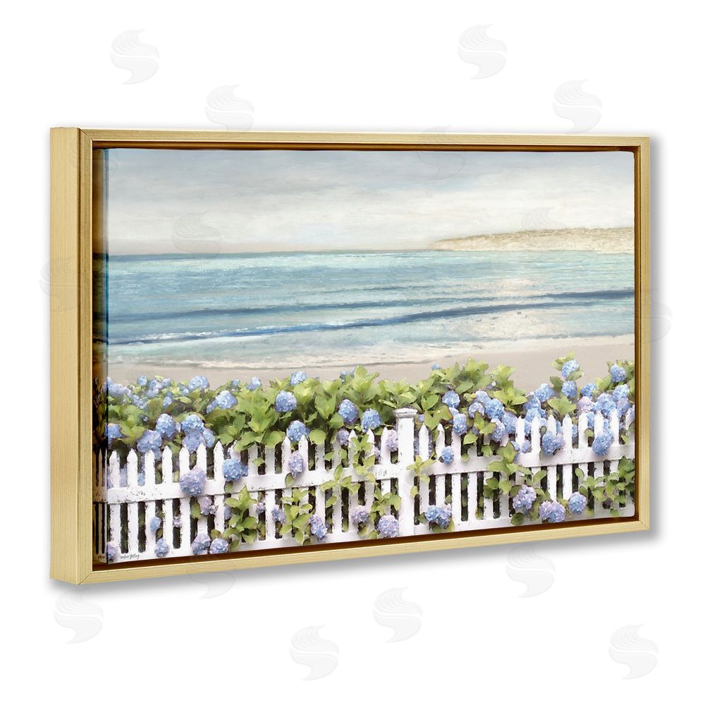 Amber Sterling Blooming Boundaries Beach Garden Gold Floating Frame Canvas Wall Art Print